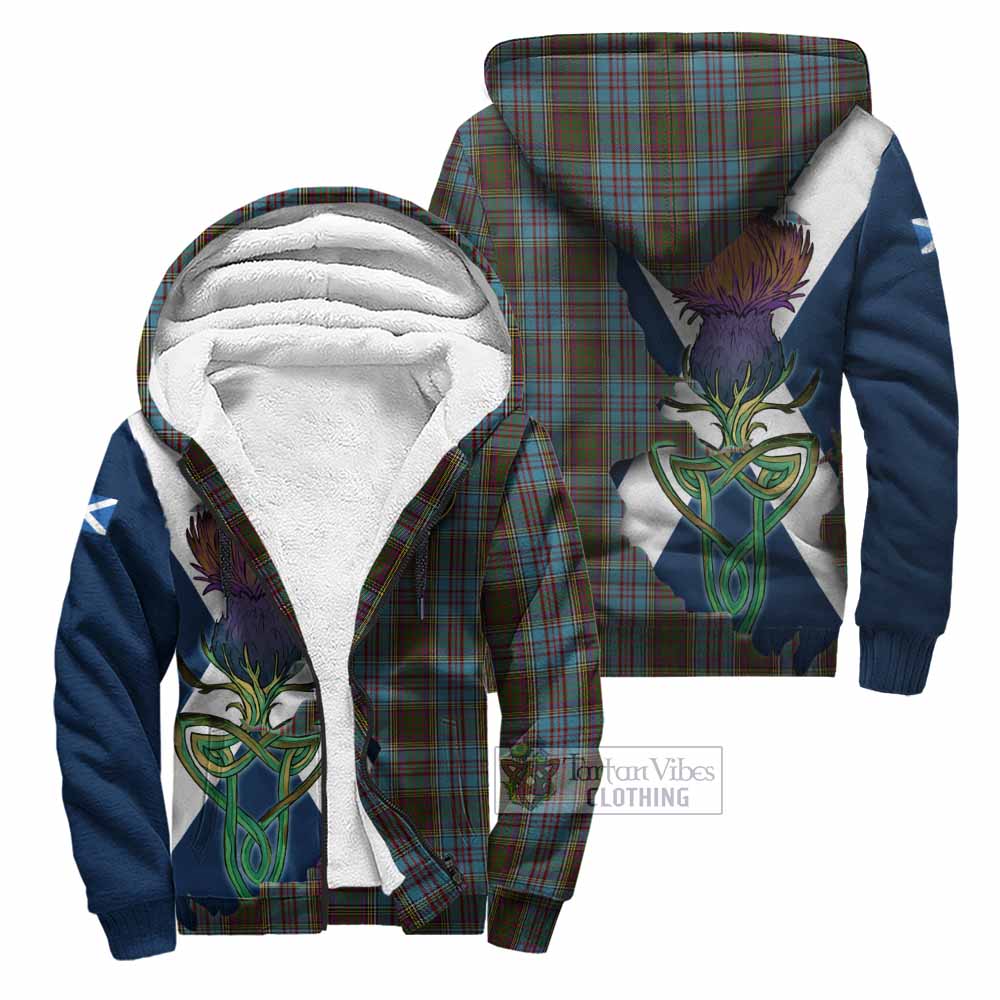 Tartan Vibes Clothing Anderson Tartan Family Crest Sherpa Hoodie Scottish Thistle Celtic Inspired
