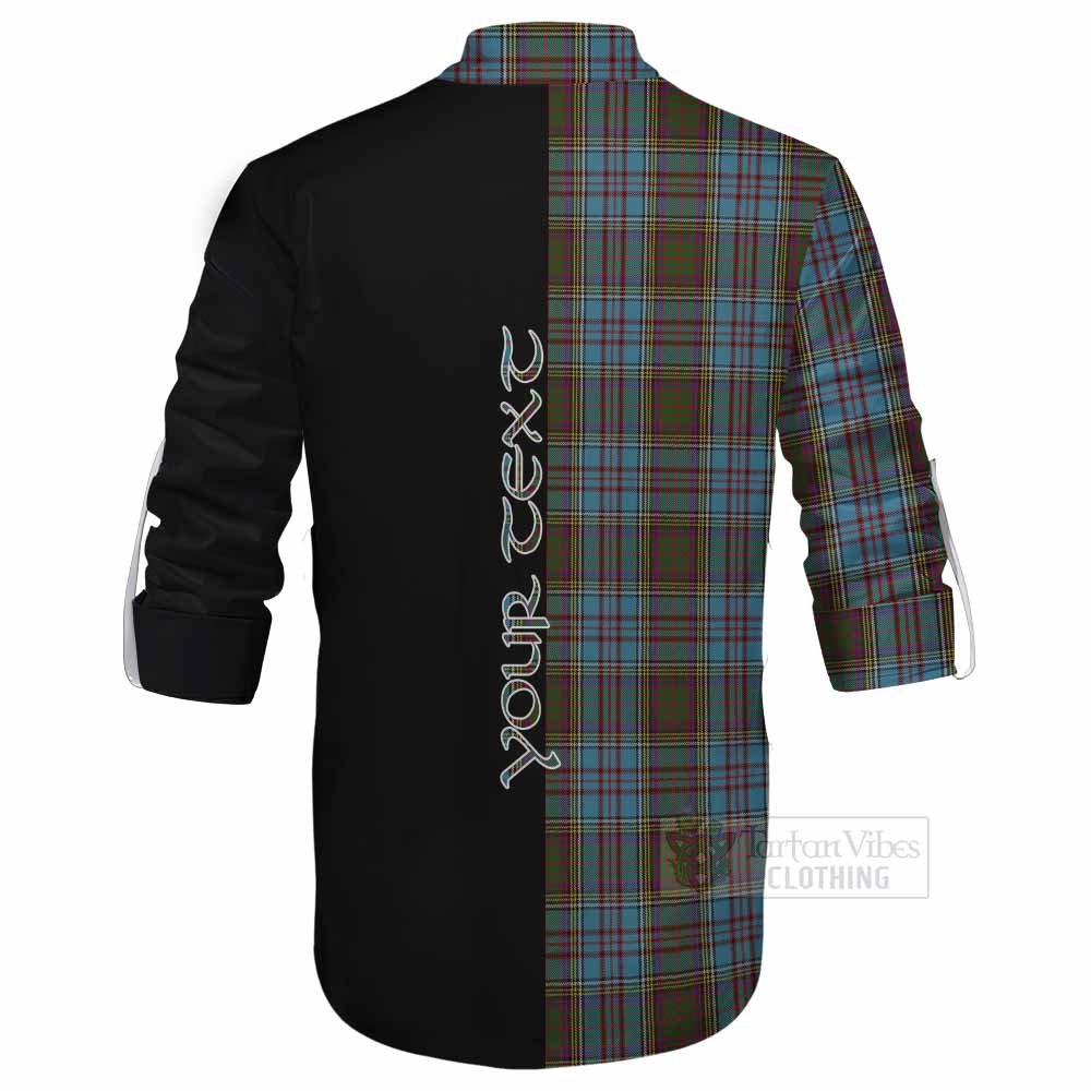 Tartan Vibes Clothing Anderson Tartan Ghillie Kilt Shirt with Family Crest and Half Of Me Style