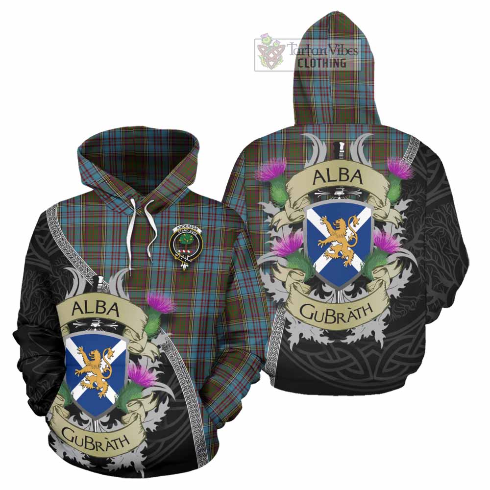Tartan Vibes Clothing Anderson Tartan Family Crest Hoodie Lion Rampant Royal Thistle Shield Celtic Inspired