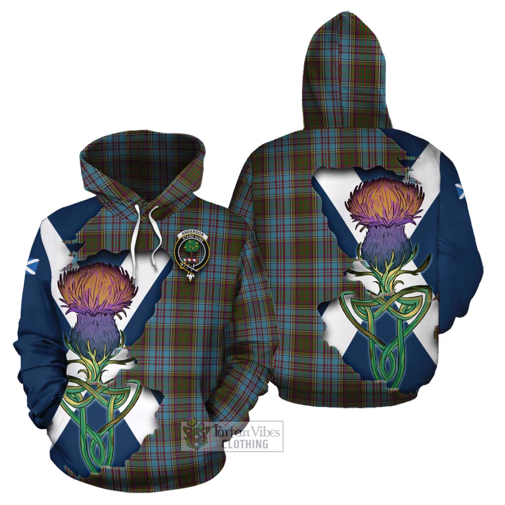 Tartan Vibes Clothing Anderson Tartan Family Crest Cotton Hoodie Scottish Thistle Celtic Inspired