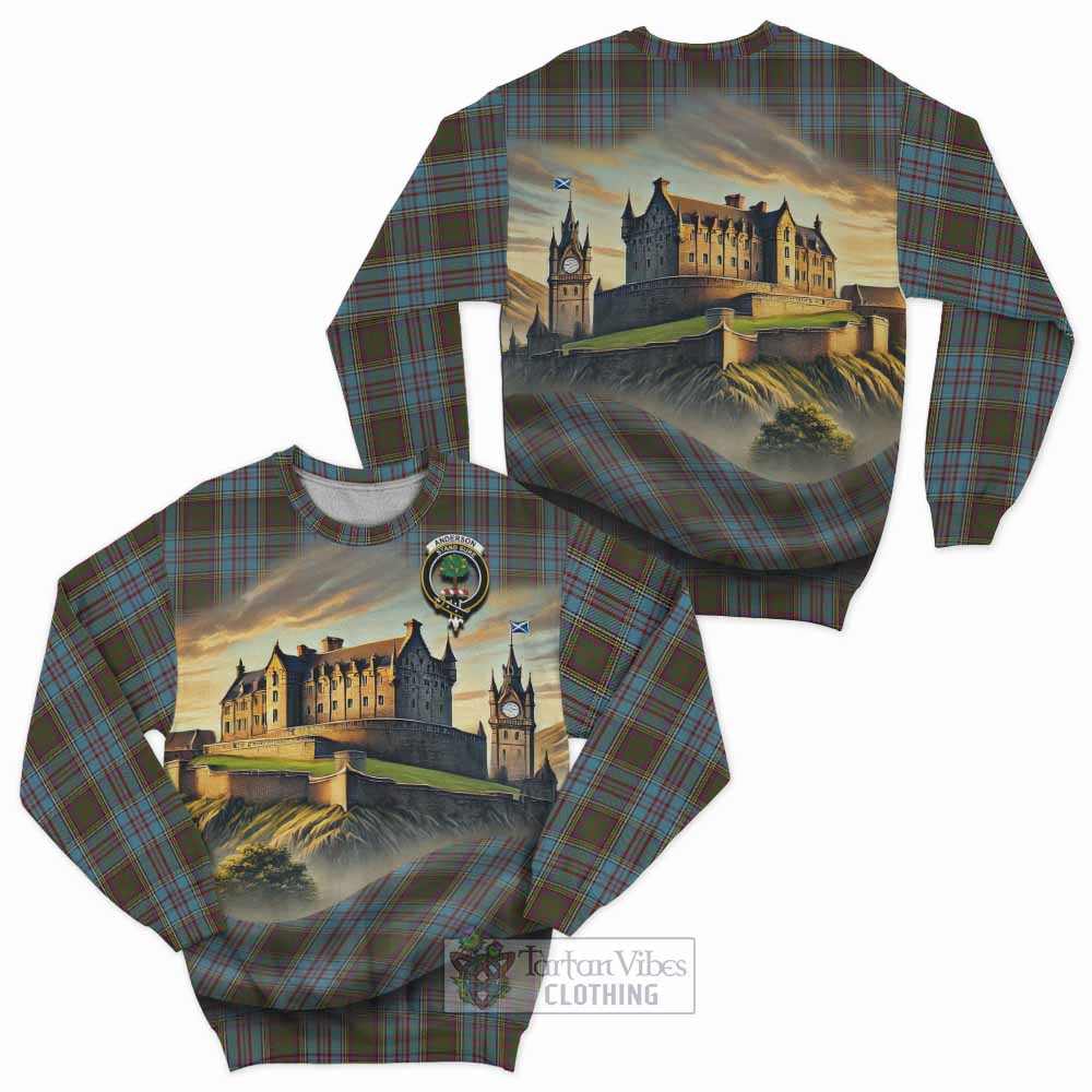 Tartan Vibes Clothing Anderson Tartan Family Crest Sweatshirt with Scottish Ancient Castle Style