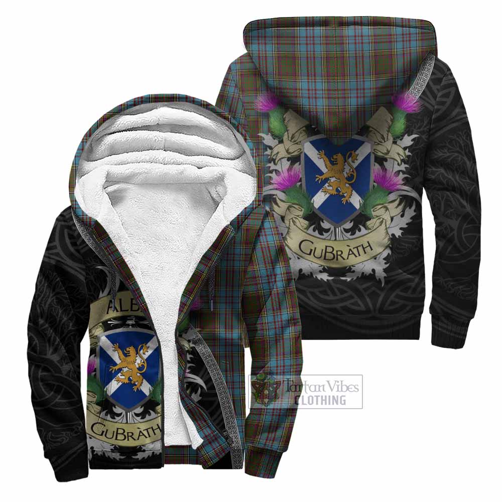 Tartan Vibes Clothing Anderson Tartan Family Crest Sherpa Hoodie Lion Rampant Royal Thistle Shield Celtic Inspired