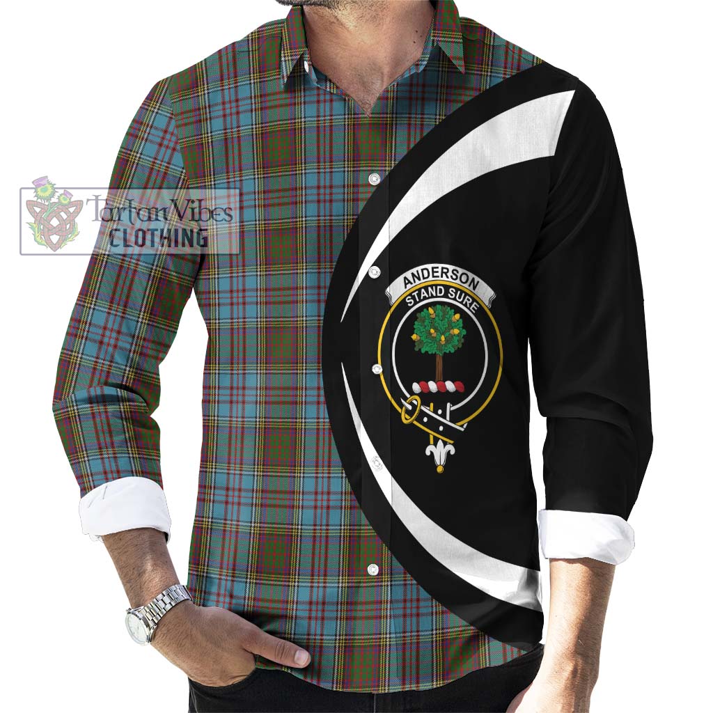 Anderson Tartan Long Sleeve Button Up with Family Crest Circle Style - Tartan Vibes Clothing