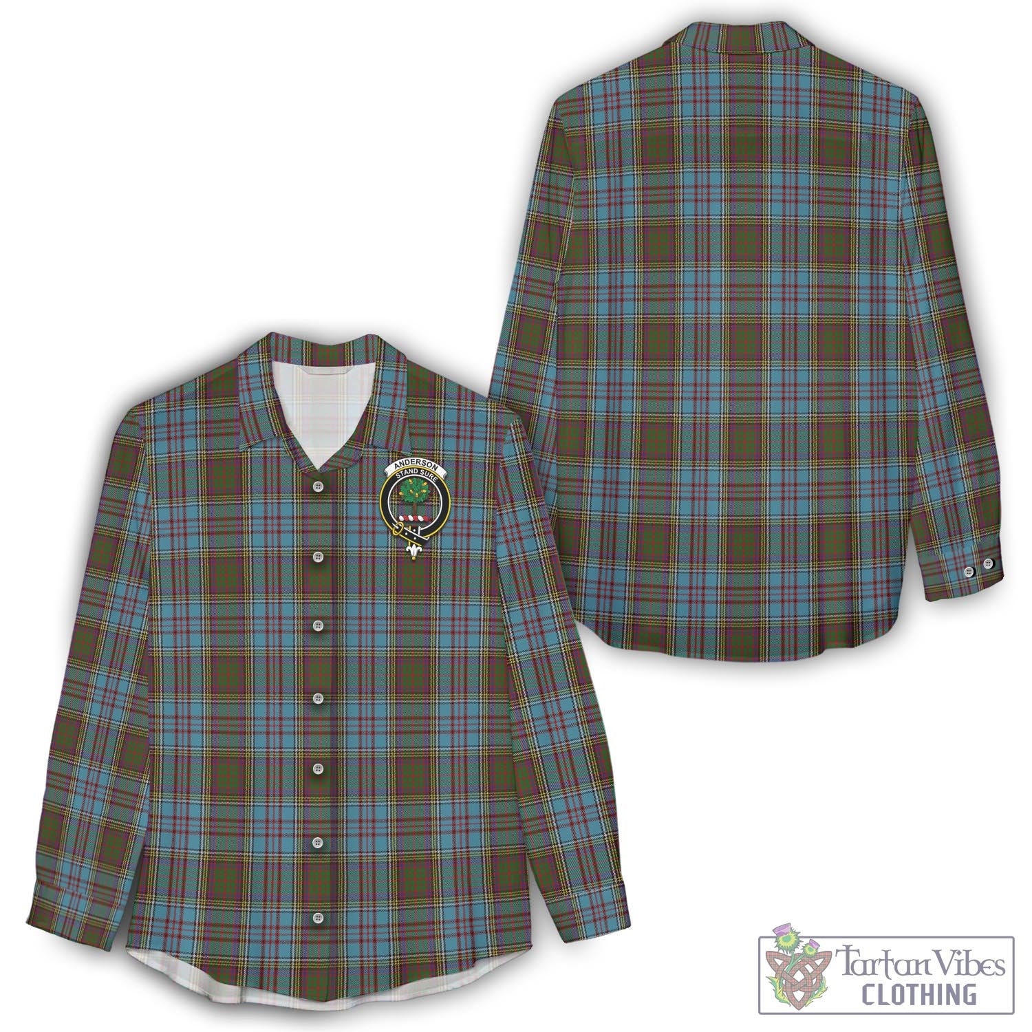 Tartan Vibes Clothing Anderson Tartan Womens Casual Shirt with Family Crest