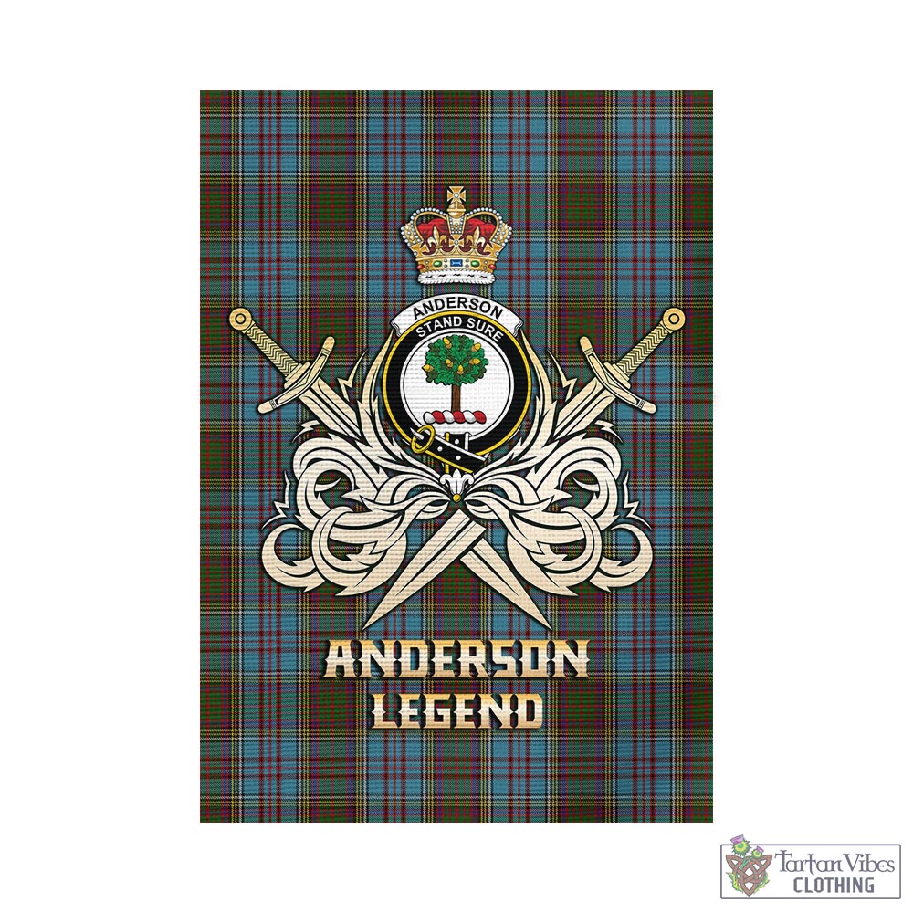 Tartan Vibes Clothing Anderson Tartan Flag with Clan Crest and the Golden Sword of Courageous Legacy