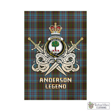 Anderson Tartan Garden Flag with Clan Crest and the Golden Sword of Courageous Legacy