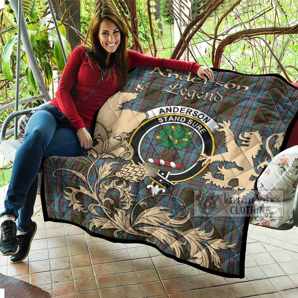 Anderson Tartan Quilt with Family Crest and Scottish Symbol Style - Tartan Vibes Clothing