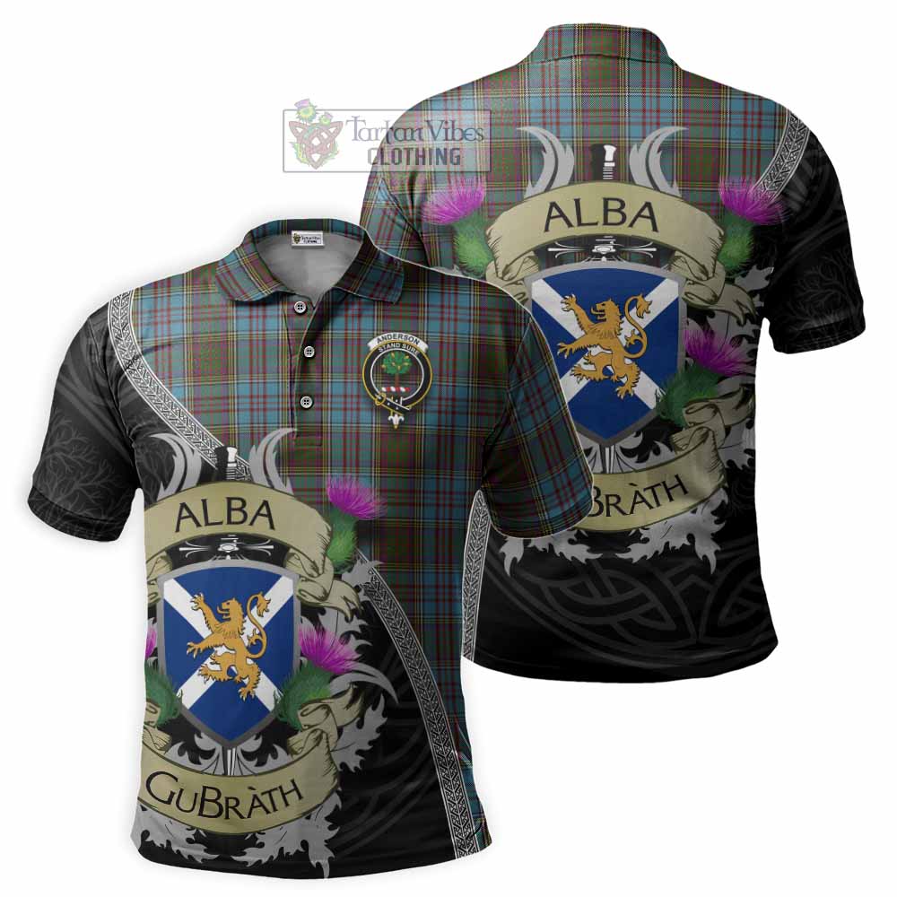 Tartan Vibes Clothing Anderson Tartan Family Crest Polo Shirt Lion Rampant Royal Thistle Shield Celtic Inspired