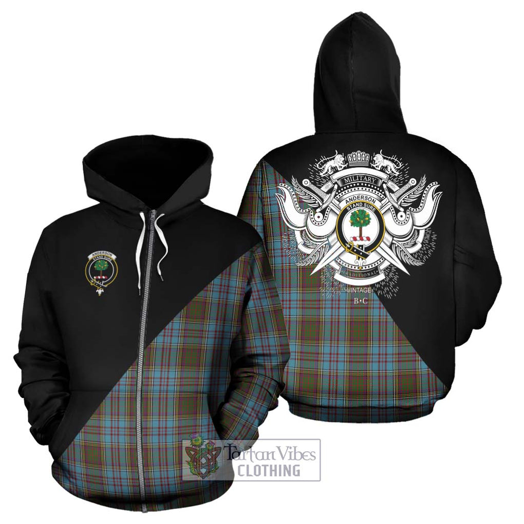 Anderson Tartan Hoodie with Family Crest and Military Logo Style - Tartanvibesclothing Shop