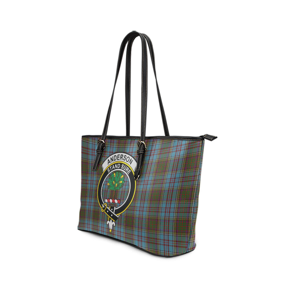 Anderson Tartan Leather Tote Bag with Family Crest - Tartanvibesclothing