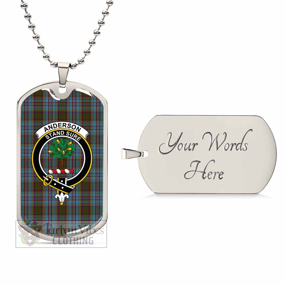 Tartan Vibes Clothing Anderson Tartan Dog Tag Necklace with Family Crest