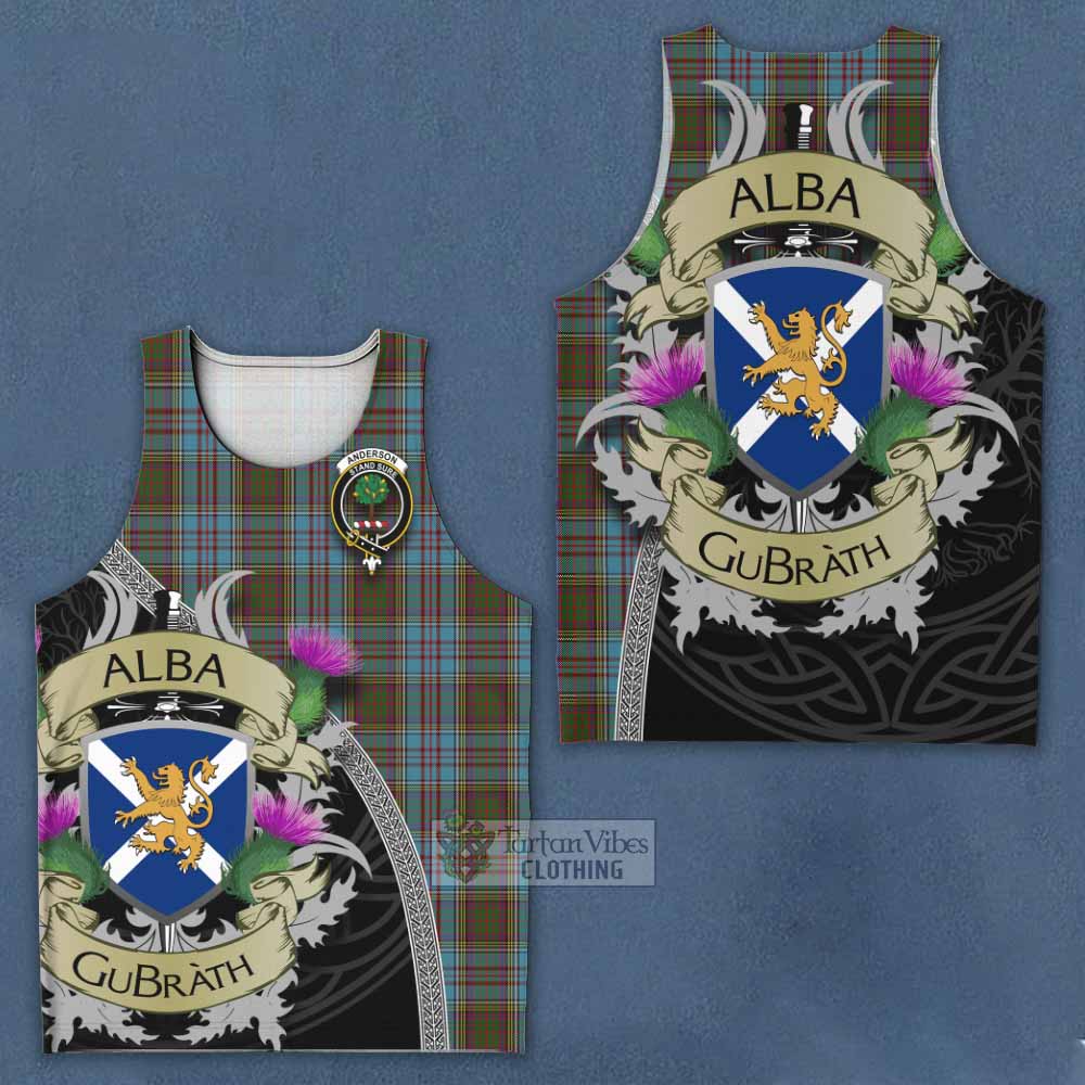 Tartan Vibes Clothing Anderson Tartan Family Crest Men's Tank Top Lion Rampant Royal Thistle Shield Celtic Inspired