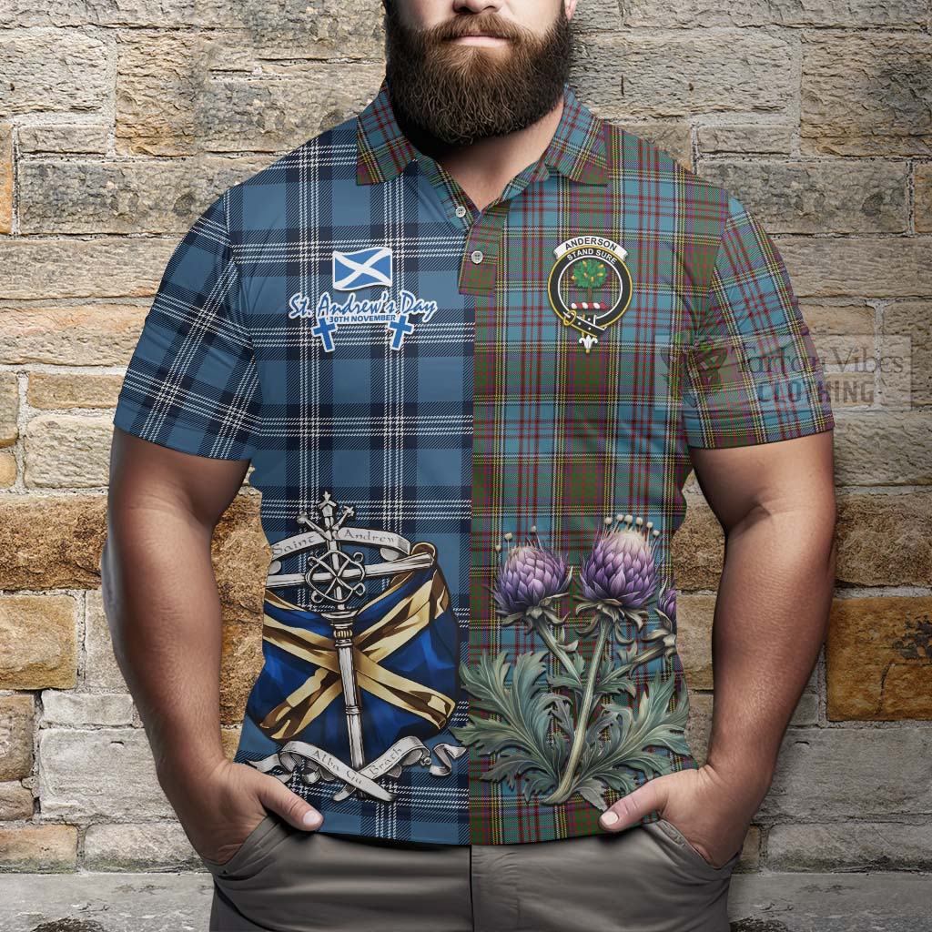 Tartan Vibes Clothing Anderson Tartan Polo Shirt Happy St. Andrew's Day Half Tartan Style