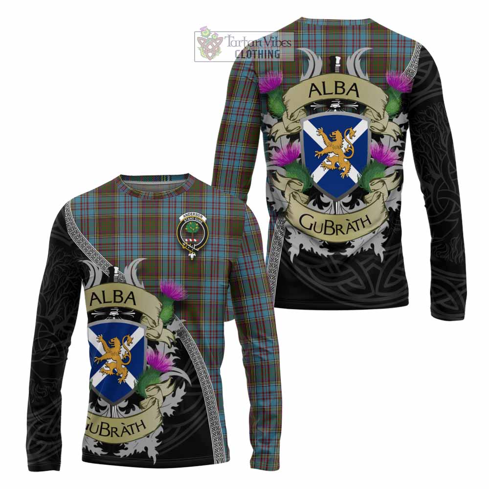 Tartan Vibes Clothing Anderson Tartan Family Crest Long Sleeve T-Shirt Lion Rampant Royal Thistle Shield Celtic Inspired
