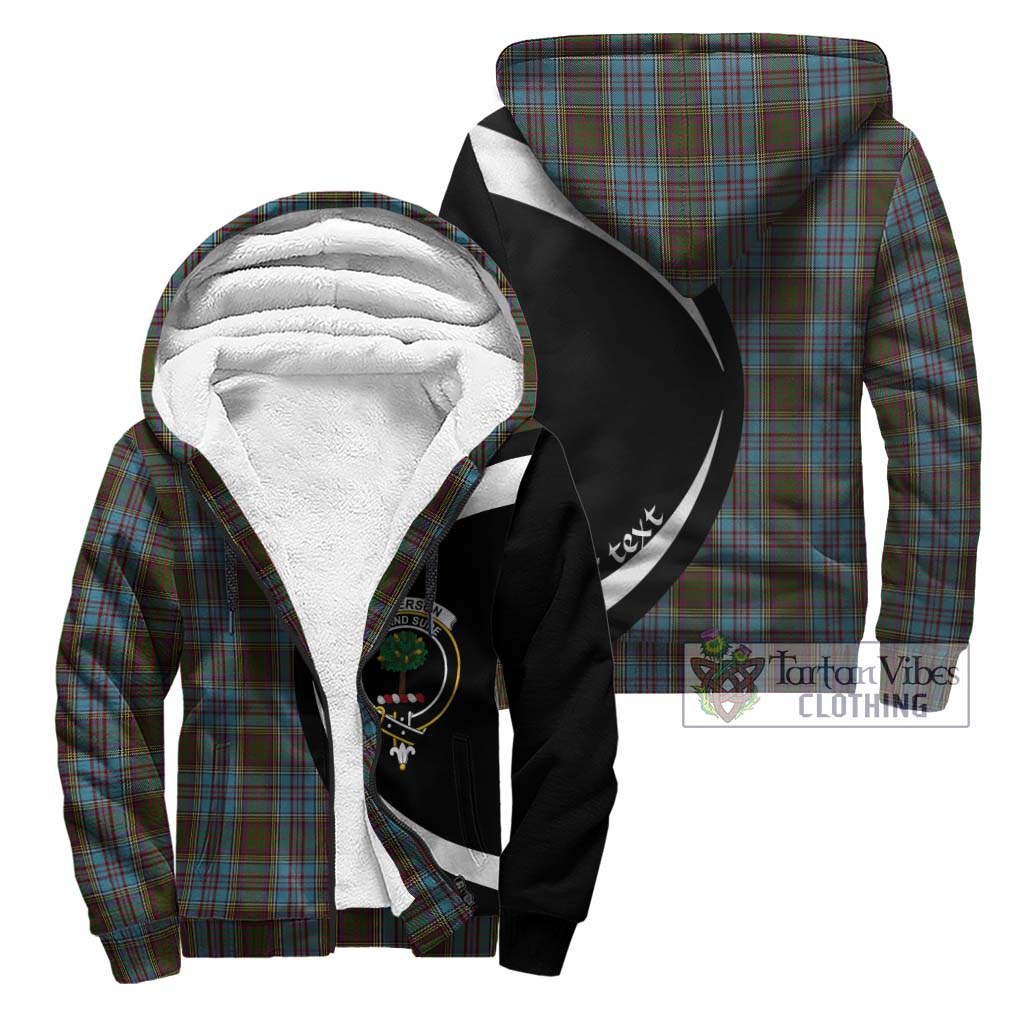 Anderson Tartan Sherpa Hoodie with Family Crest Circle Style Unisex - Tartan Vibes Clothing