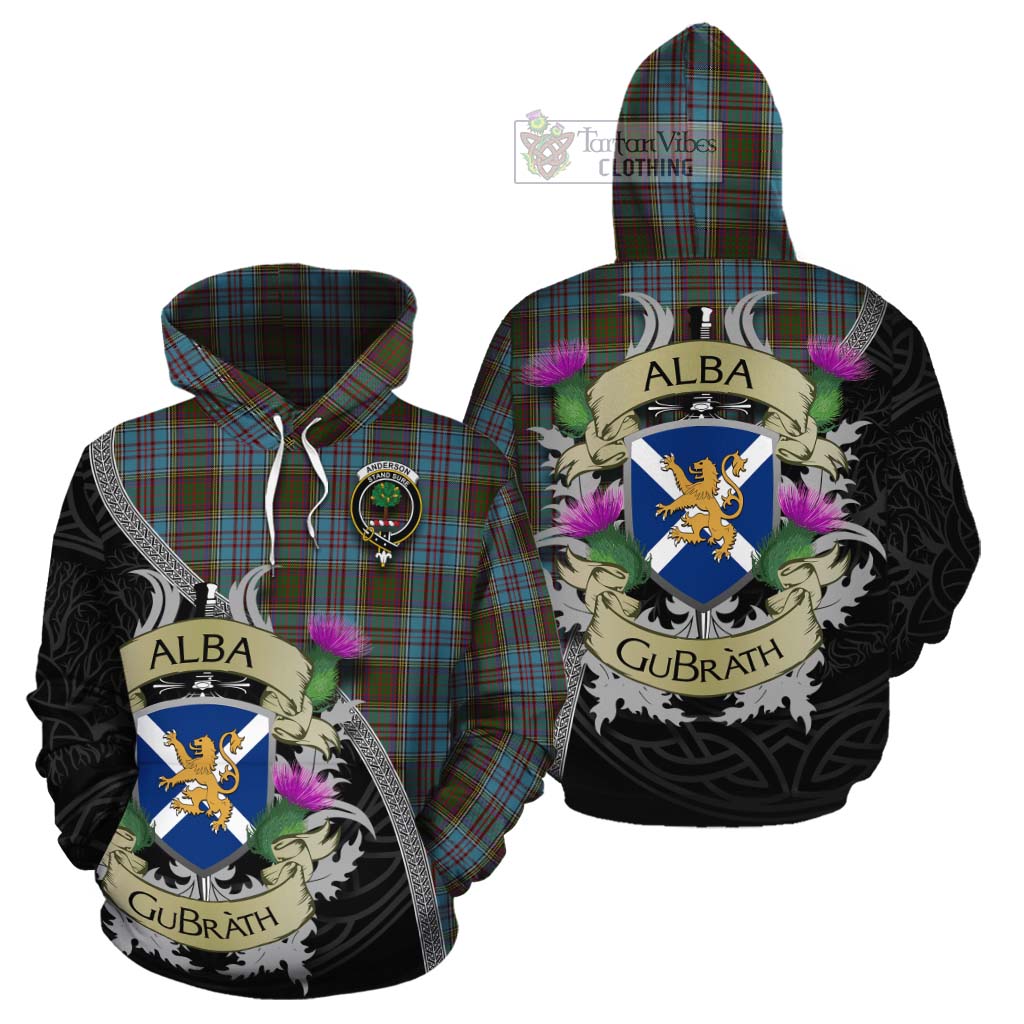 Tartan Vibes Clothing Anderson Tartan Family Crest Cotton Hoodie Lion Rampant Royal Thistle Shield Celtic Inspired
