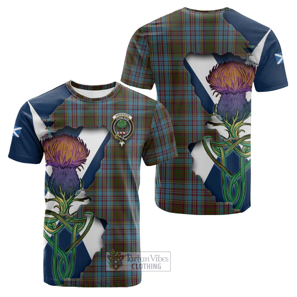 Tartan Vibes Clothing Anderson Tartan Family Crest Cotton T-shirt Scottish Thistle Celtic Inspired