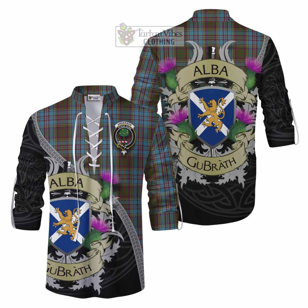 Tartan Vibes Clothing Anderson Tartan Family Crest Ghillie Kilt Shirt Lion Rampant Royal Thistle Shield Celtic Inspired