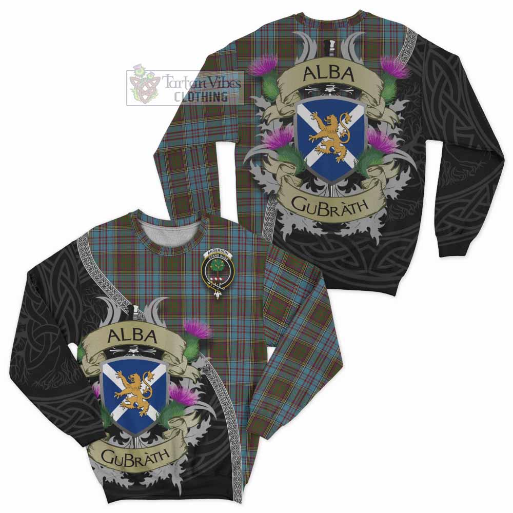 Tartan Vibes Clothing Anderson Tartan Family Crest Sweatshirt Lion Rampant Royal Thistle Shield Celtic Inspired