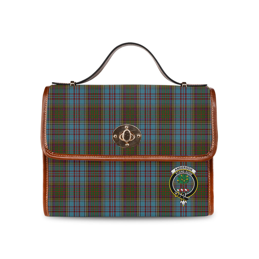 Anderson Tartan Leather Strap Waterproof Canvas Bag with Family Crest - Tartanvibesclothing