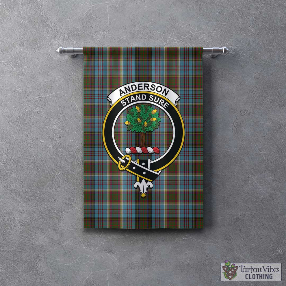 Anderson Of Arbrake Tartan Crest Black Garden Flag - Gold Thistle Style main image 1