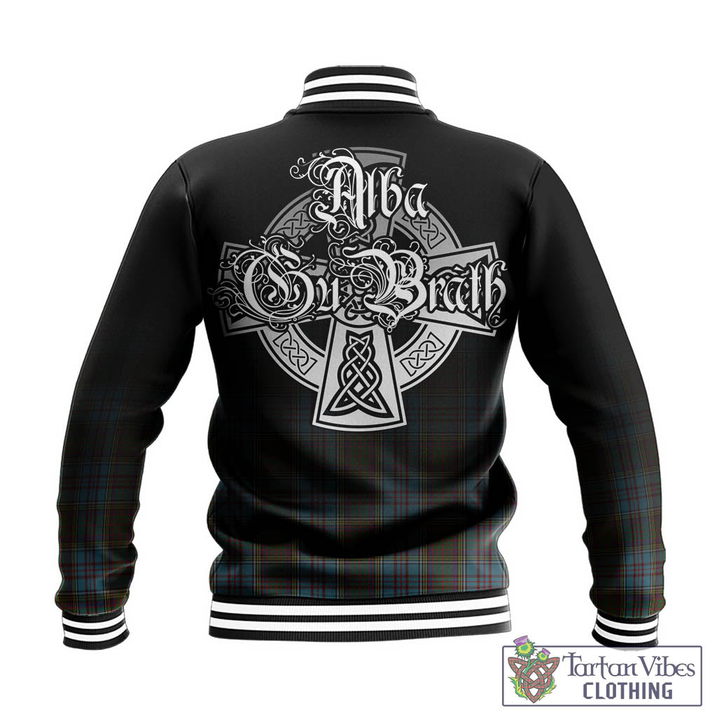 Tartan Vibes Clothing Anderson Tartan Baseball Jacket Featuring Alba Gu Brath Family Crest Celtic Inspired