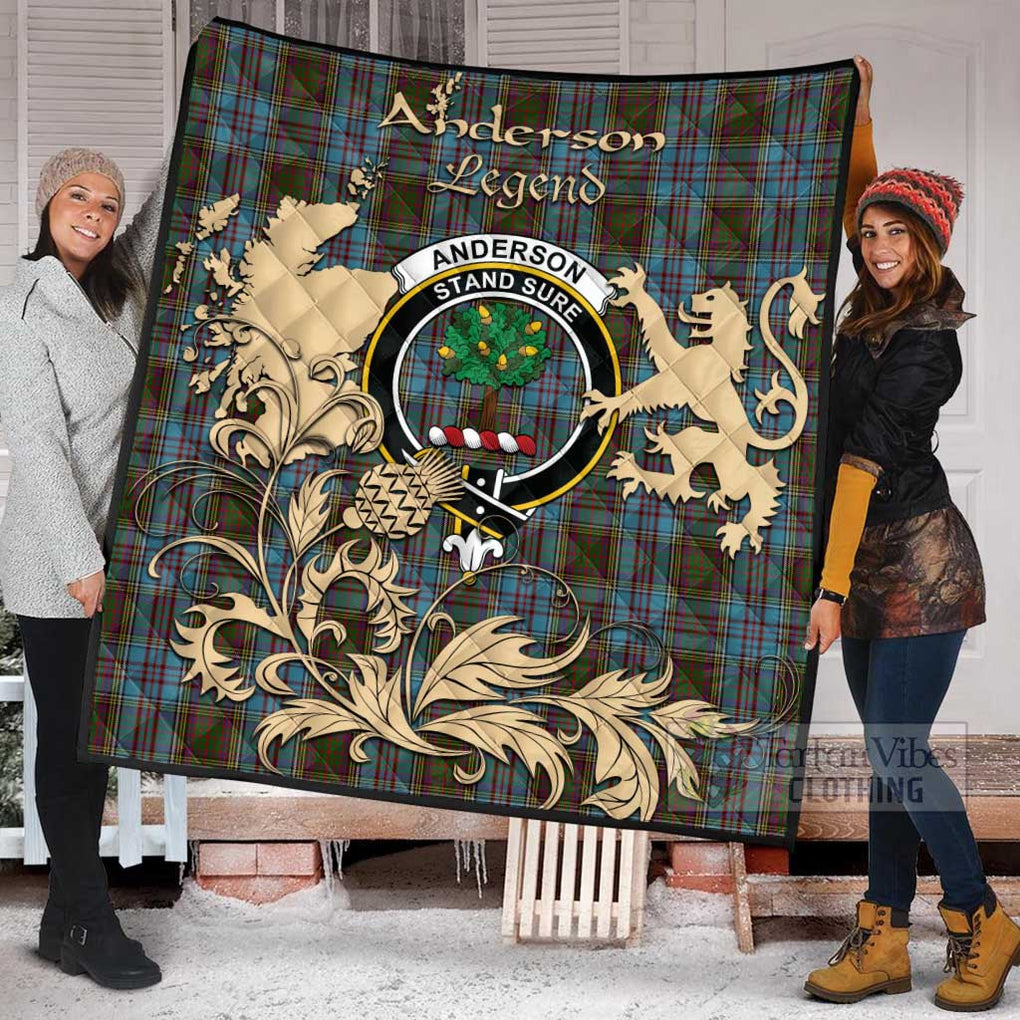 Anderson Tartan Quilt with Family Crest and Scottish Symbol Style - Tartan Vibes Clothing