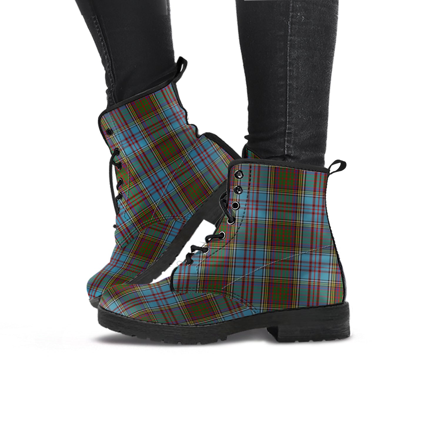 Anderson Tartan Leather Boots - Tartanvibesclothing