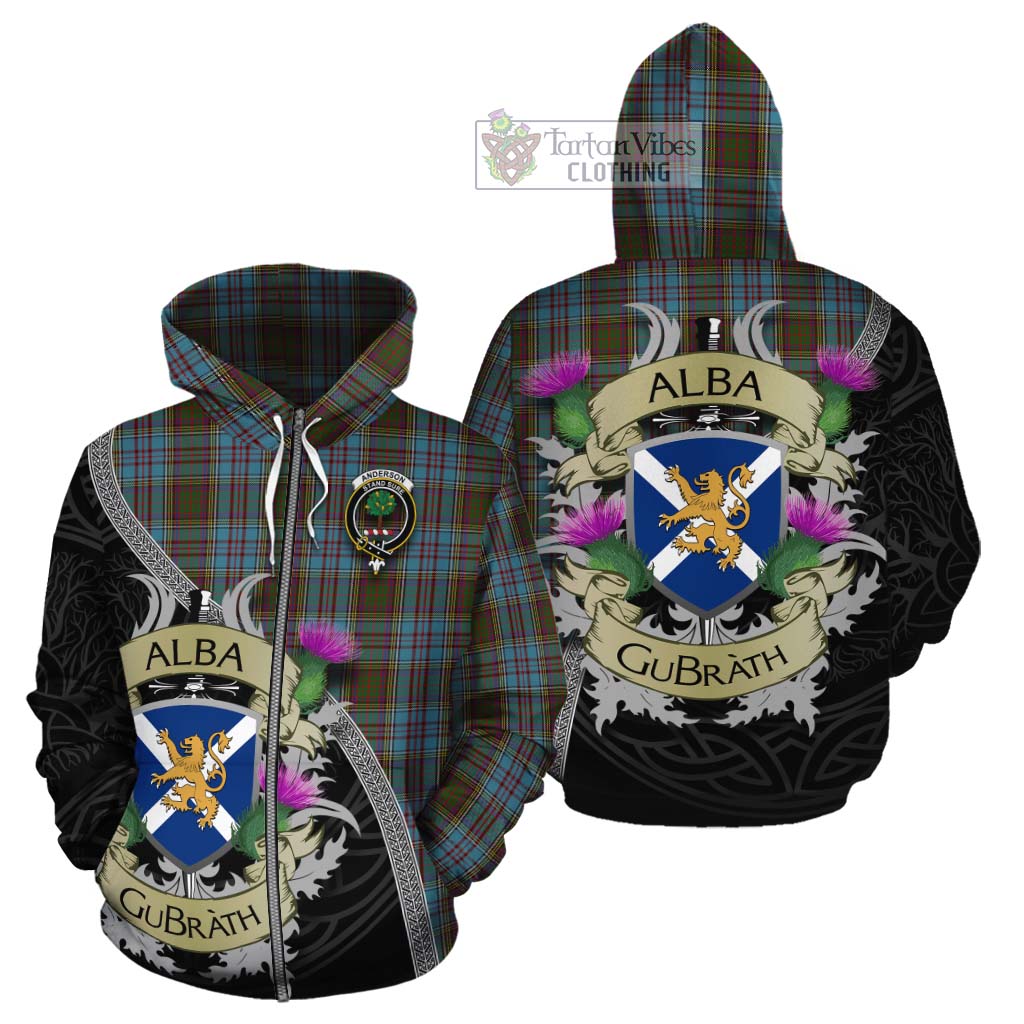 Tartan Vibes Clothing Anderson Tartan Family Crest Cotton Hoodie Lion Rampant Royal Thistle Shield Celtic Inspired
