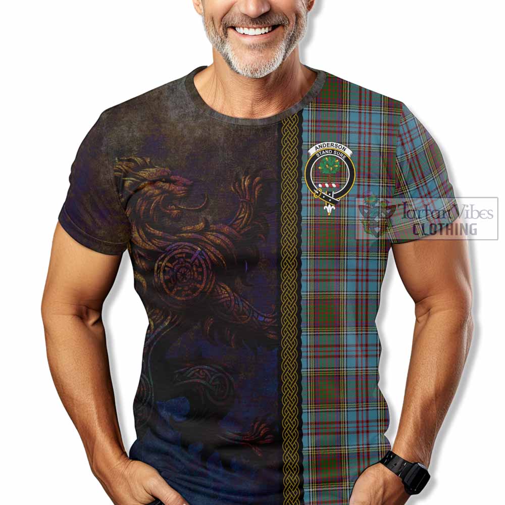 Tartan Vibes Clothing Anderson Tartan Family Crest T-Shirt Alba Gu Brath Be Brave Lion Ancient Style