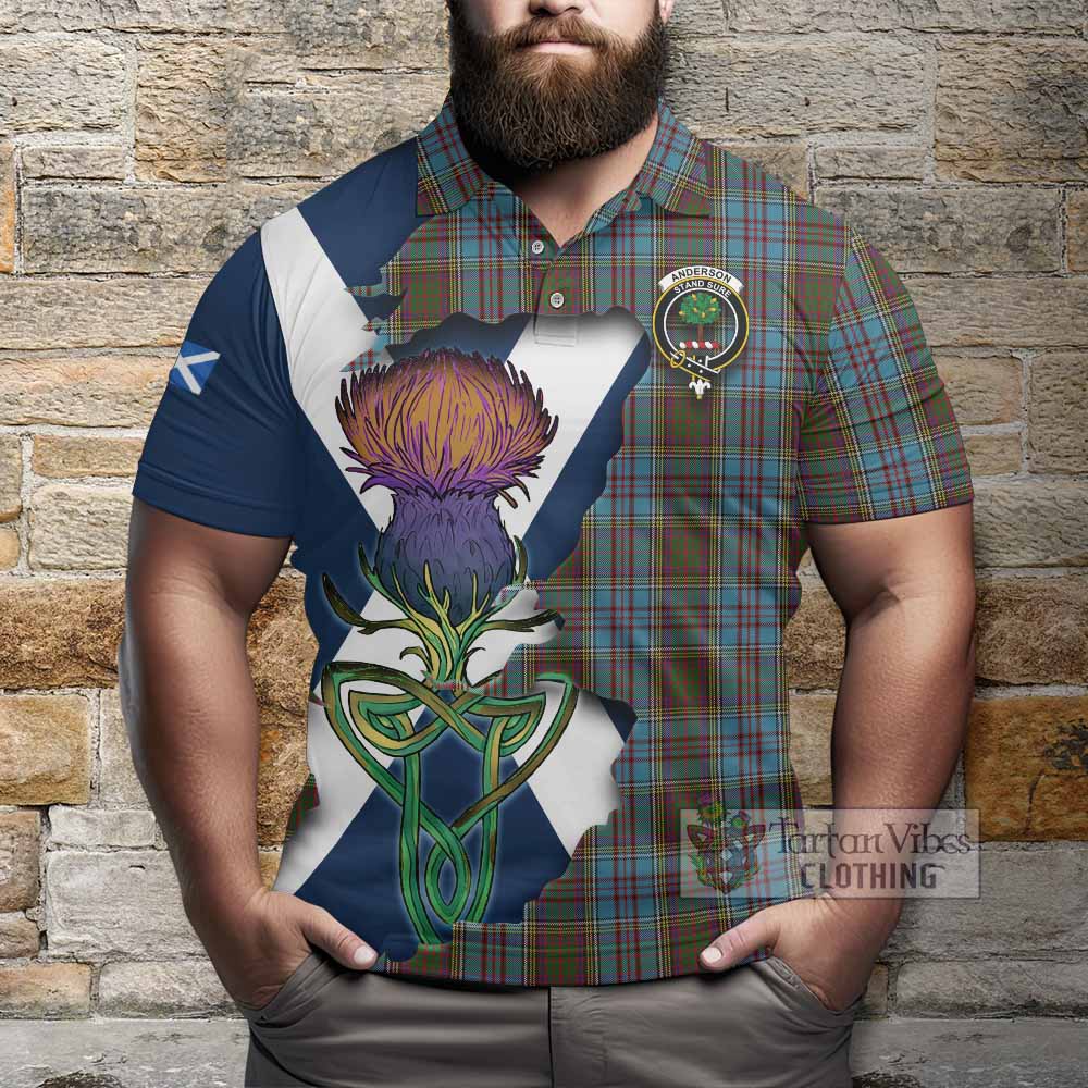 Anderson Tartan Family Crest Polo Shirt Scottish Thistle Celtic Inspired