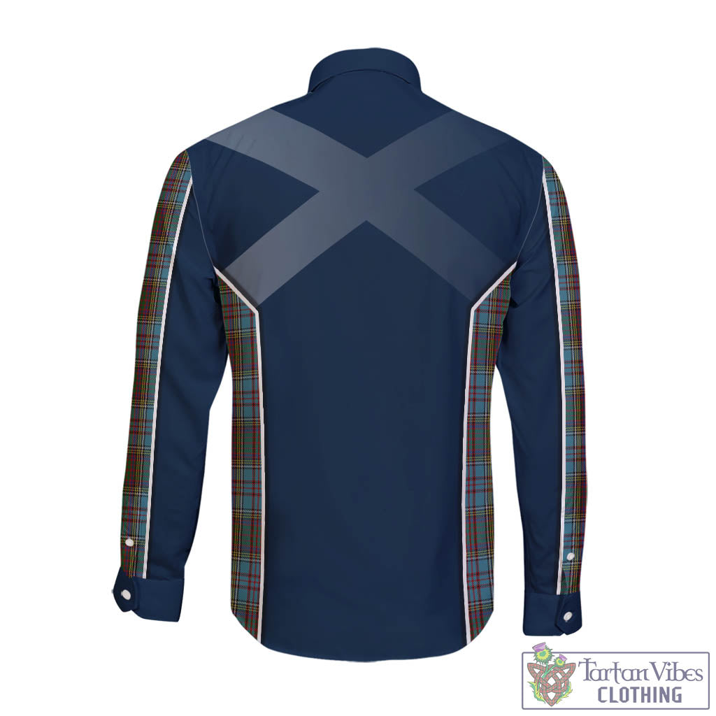 Tartan Vibes Clothing Anderson Tartan Long Sleeve Button Up Shirt with Family Crest and Lion Rampant Vibes Sport Style