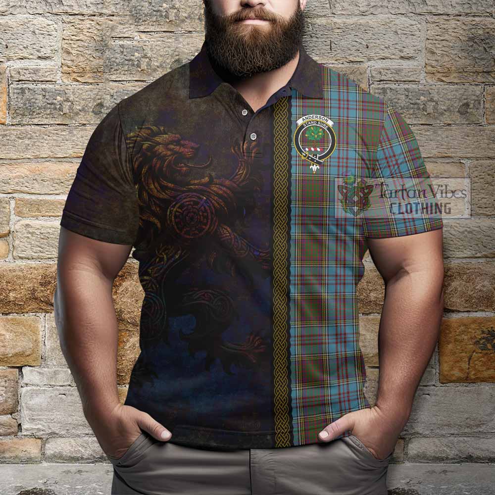 Tartan Vibes Clothing Anderson Tartan Family Crest Polo Shirt Alba Gu Brath Be Brave Lion Ancient Style