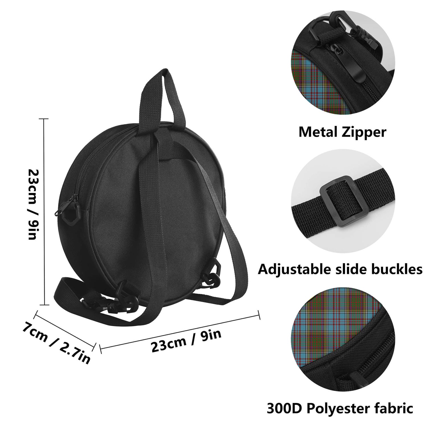 Anderson Tartan Round Satchel Bags with Family Crest - Tartan Vibes Clothing