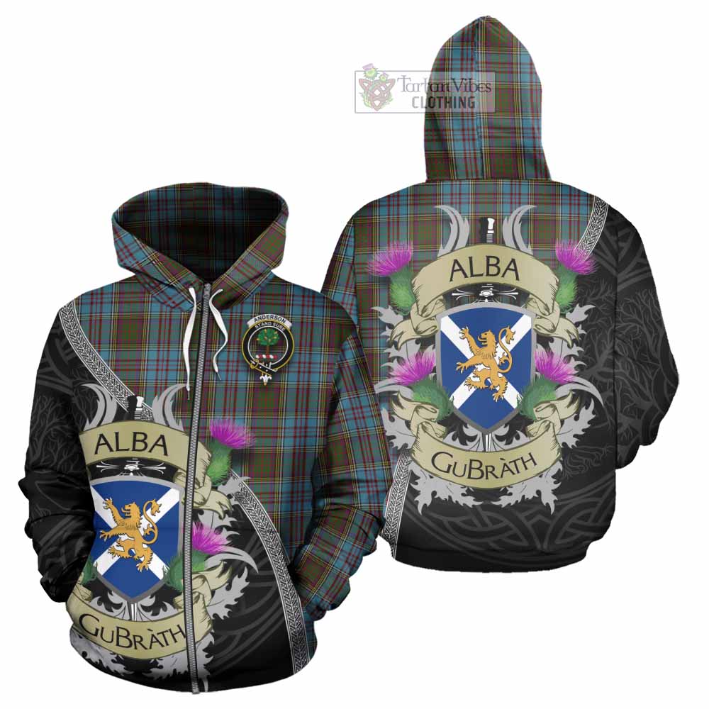 Tartan Vibes Clothing Anderson Tartan Family Crest Hoodie Lion Rampant Royal Thistle Shield Celtic Inspired