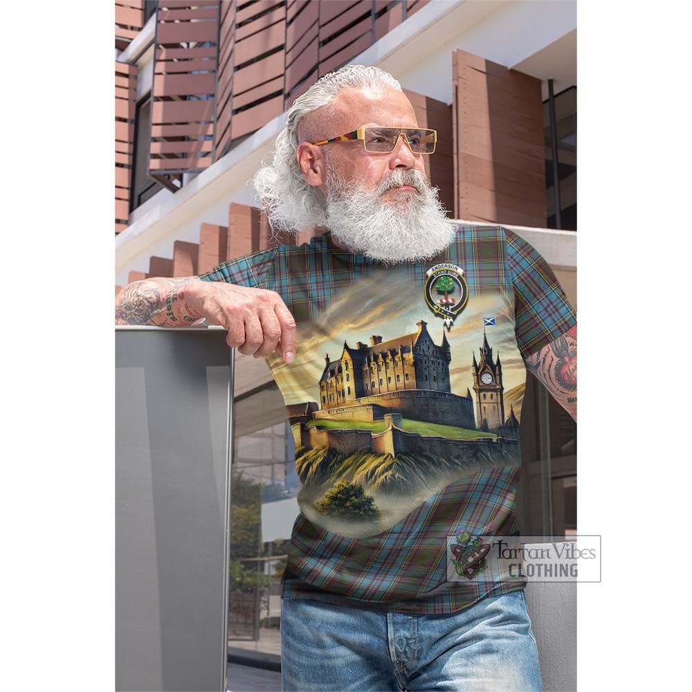 Tartan Vibes Clothing Anderson Tartan Family Crest Cotton T-shirt with Scottish Ancient Castle Style