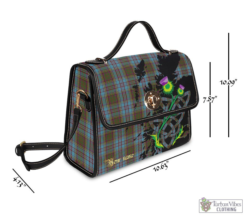 Tartan Vibes Clothing Anderson Tartan Waterproof Canvas Bag with Scotland Map and Thistle Celtic Accents