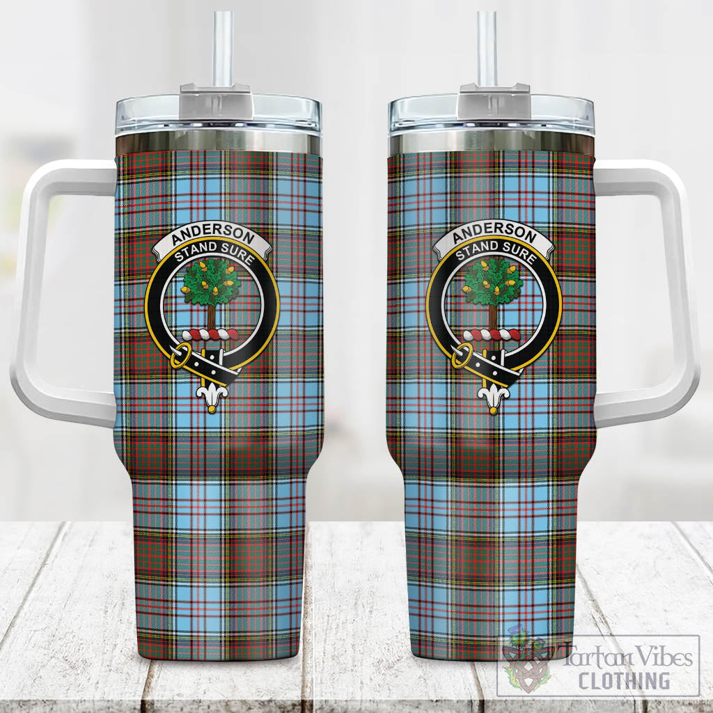Tartan Vibes Clothing Anderson Ancient Tartan and Family Crest Tumbler with Handle