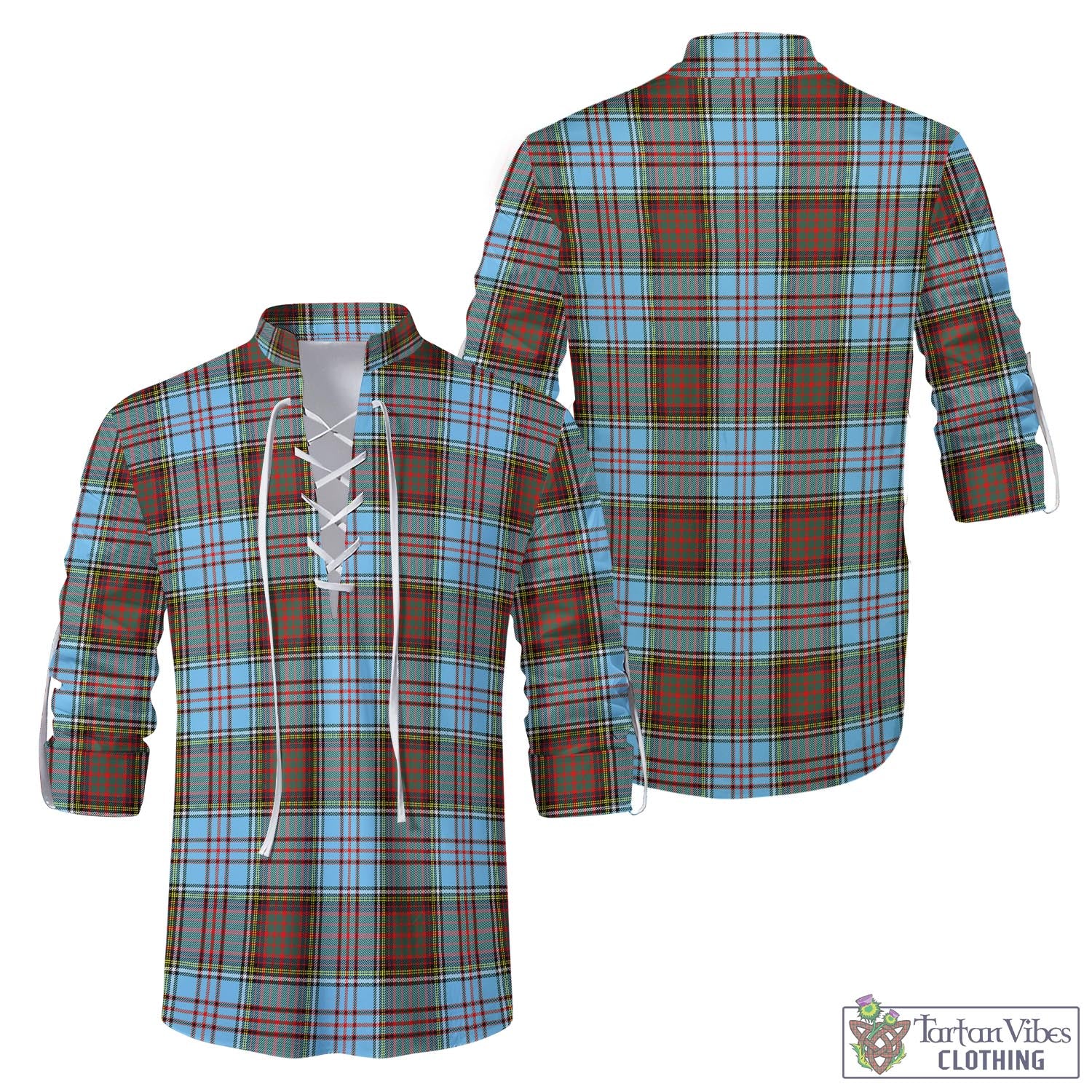 Tartan Vibes Clothing Anderson Ancient Tartan Men's Scottish Traditional Jacobite Ghillie Kilt Shirt