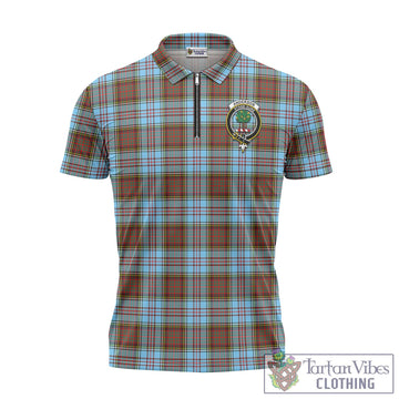 Anderson Ancient Tartan Zipper Polo Shirt with Family Crest