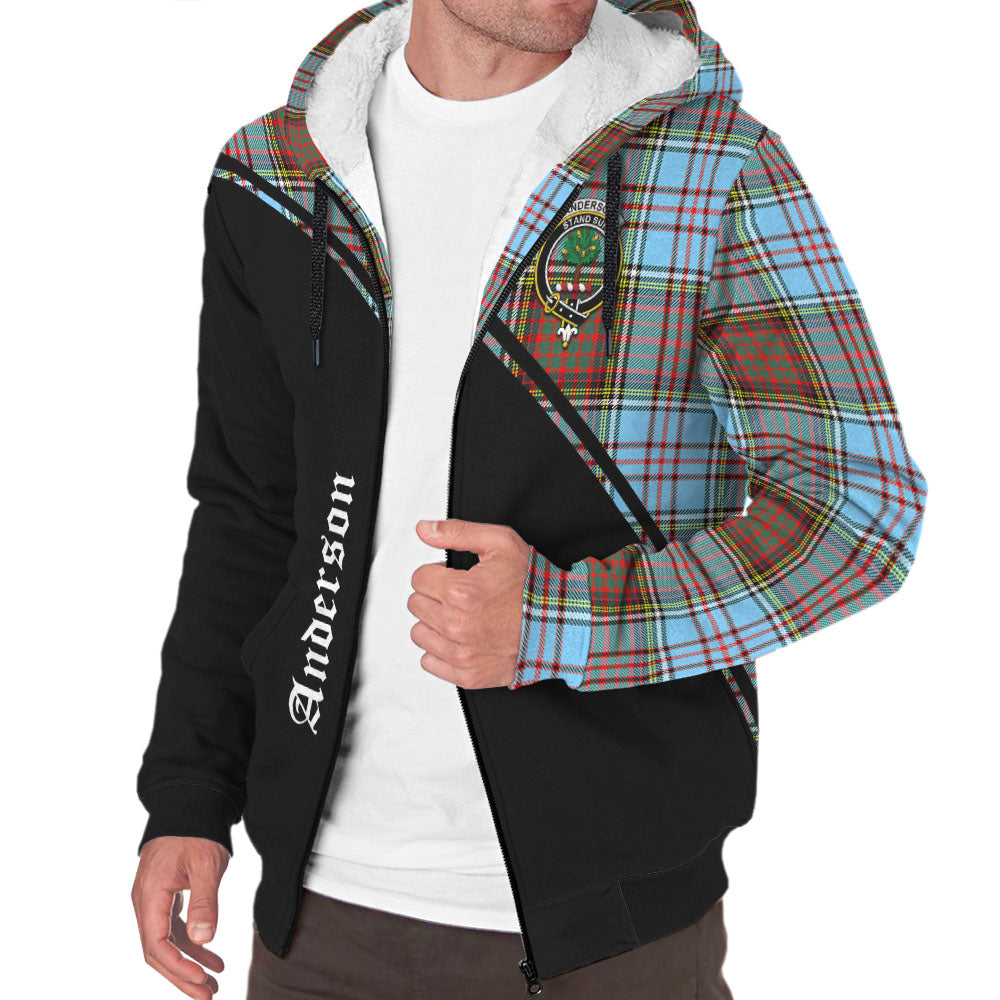 Anderson Ancient Tartan Sherpa Hoodie with Family Crest Curve Style Unisex - Tartanvibesclothing