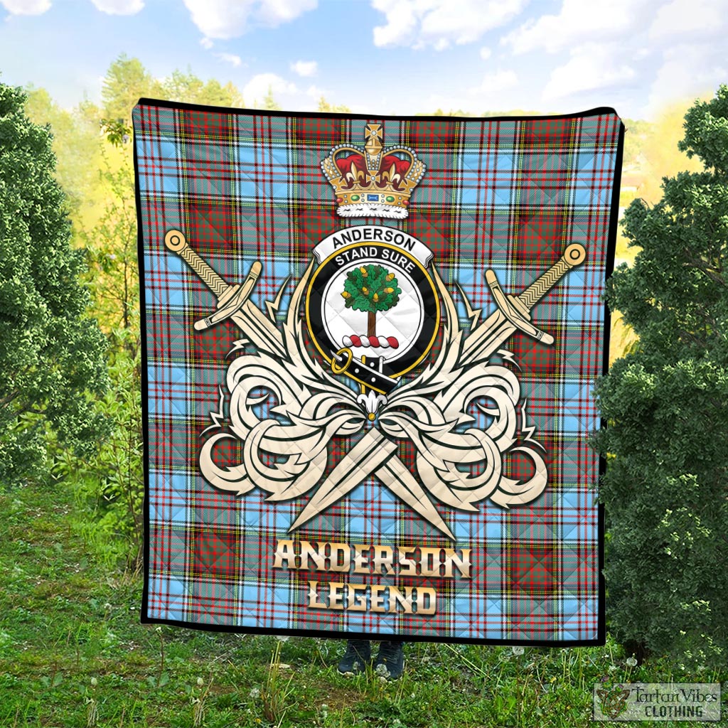 Tartan Vibes Clothing Anderson Ancient Tartan Quilt with Clan Crest and the Golden Sword of Courageous Legacy