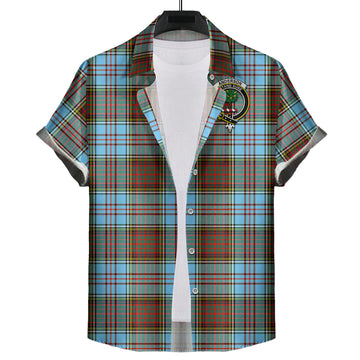Anderson Ancient Tartan Short Sleeve Button Down Shirt with Family Crest