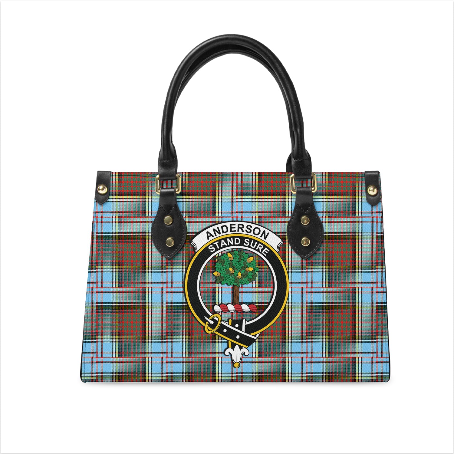 Anderson Ancient Tartan Leather Bag with Family Crest One Size 29*11*20 cm - Tartanvibesclothing