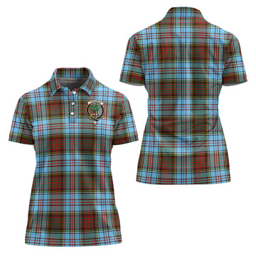 Anderson Ancient Tartan Polo Shirt with Family Crest For Women
