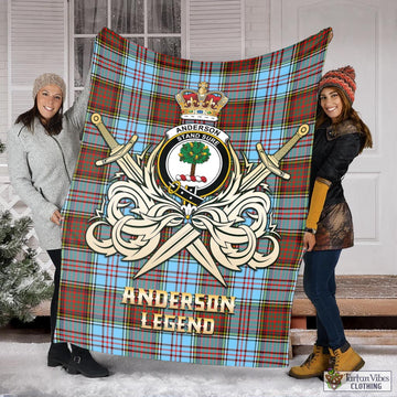 Anderson Ancient Tartan Blanket with Clan Crest and the Golden Sword of Courageous Legacy