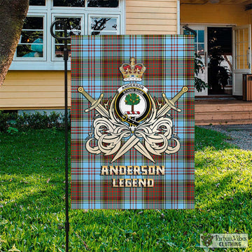 Anderson Ancient Tartan Flag with Clan Crest and the Golden Sword of Courageous Legacy