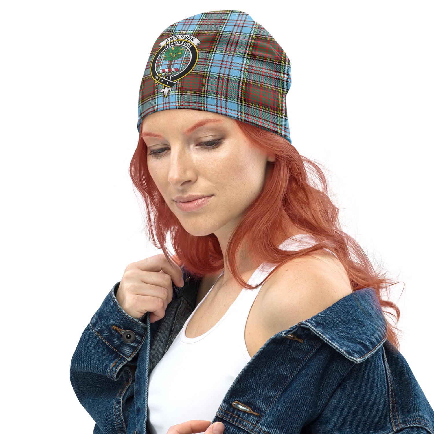 Anderson Ancient Tartan Beanies Hat with Family Crest - Tartanvibesclothing