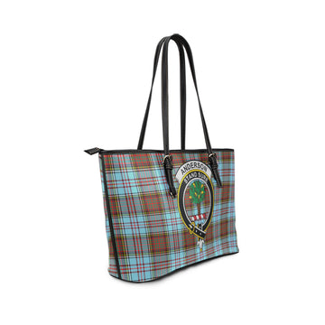 Anderson Ancient Tartan Leather Tote Bag with Family Crest