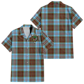 Anderson Ancient Tartan Short Sleeve Button Down Shirt with Family Crest